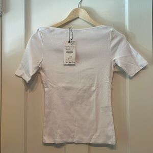 NWT Zara White Boatneck Women's Top